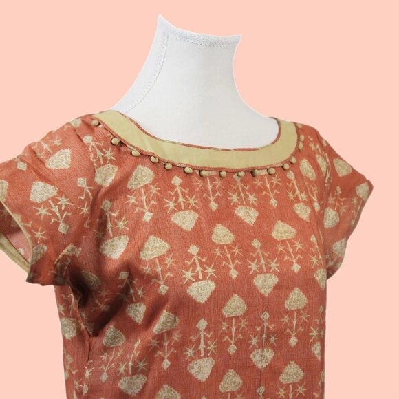 Peach Printed Kurta for Stylish Looks | Muvvas Boutique - Picture 3 of 7